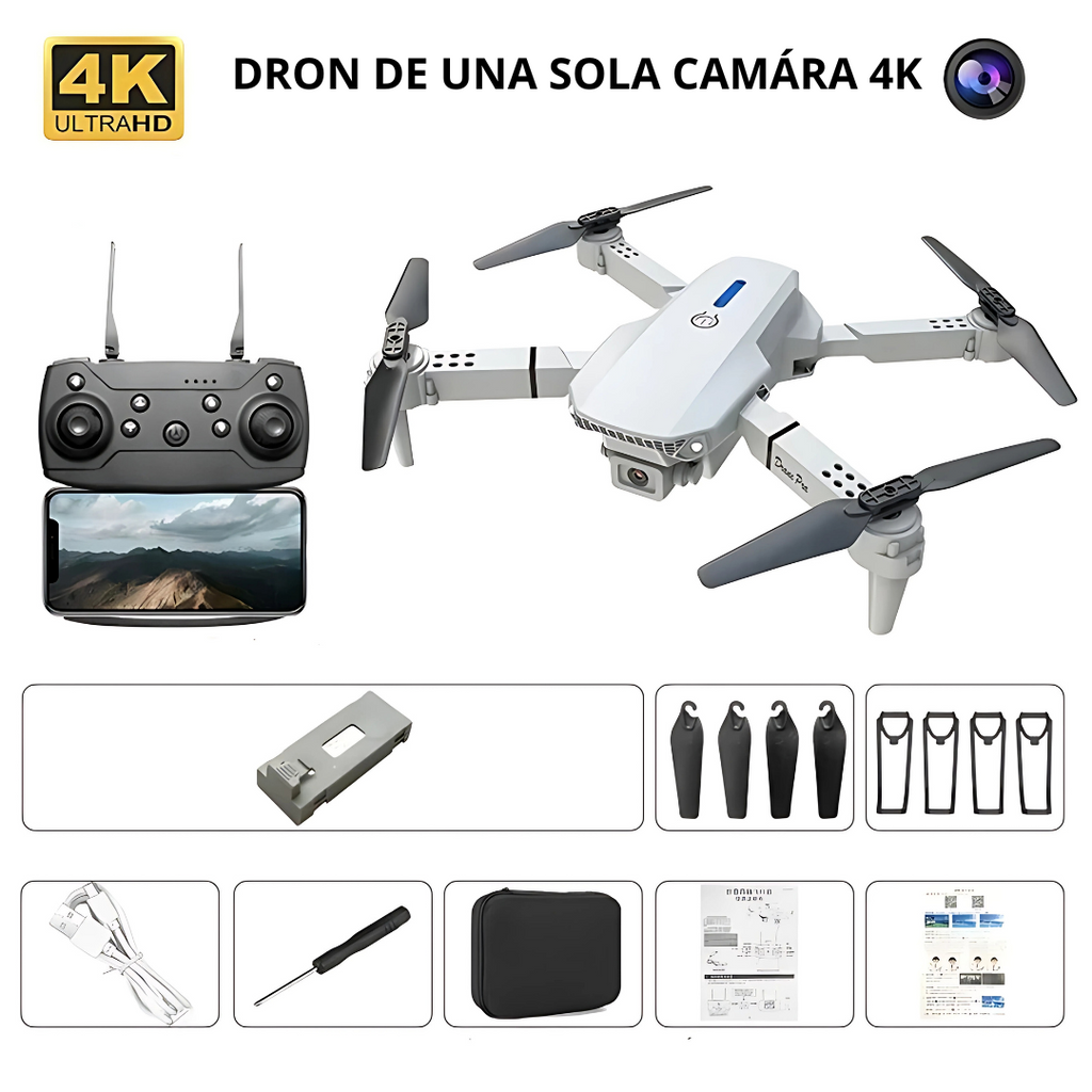 Drone E88 – Cámara 4K HD, Diseño Plegable y Funciones Inteligentes
